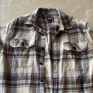 Patagonia Men's Plaid Button-Down Shirt - Cream, Gray, Brown